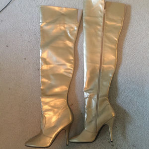 Pleaser Women's Seduce-3010 Thigh High Boot gold